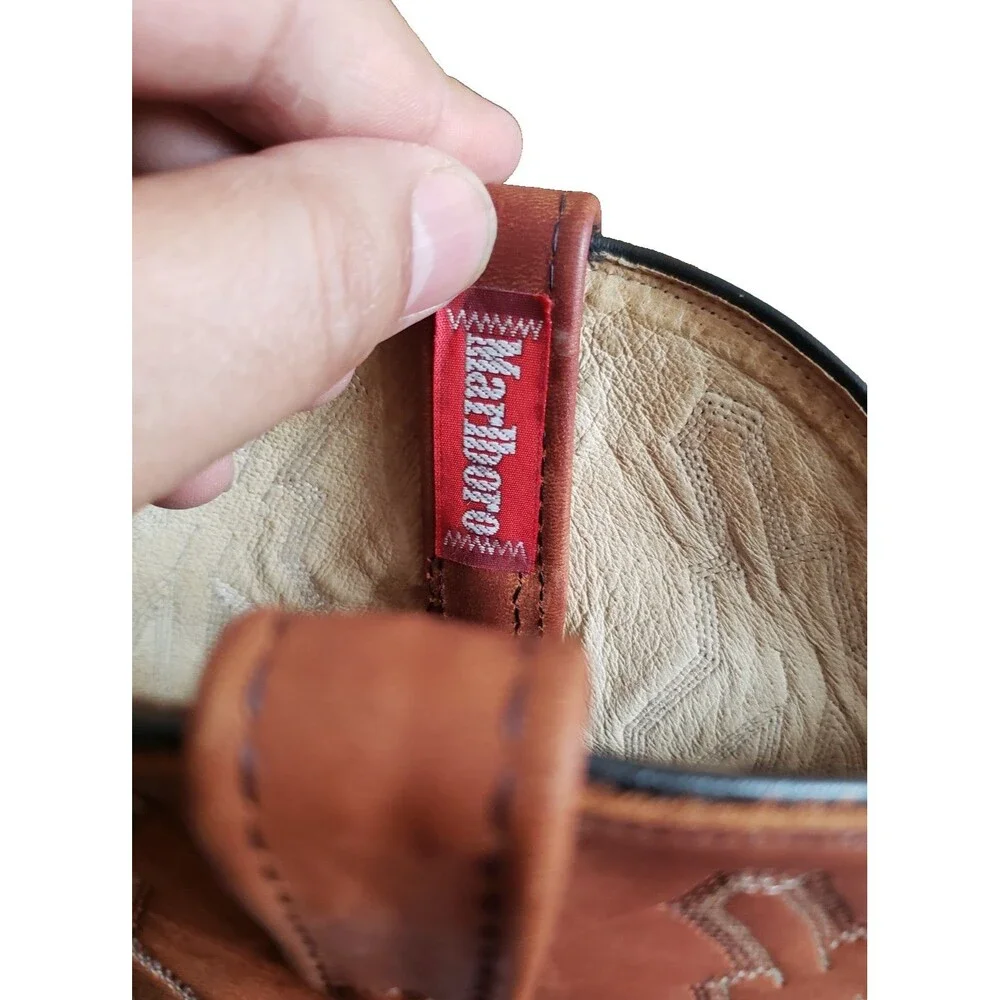 VTG Dan Post P2551 Marlboro Orange Brown Leather Cowboy Western Boots 10 D